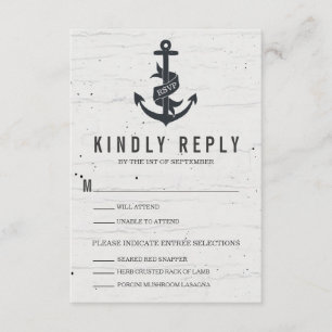 Rustic Anchor Wedding RSVP Card