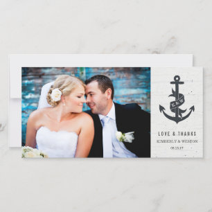 Rustic Anchor Wedding Thank You Photo Card