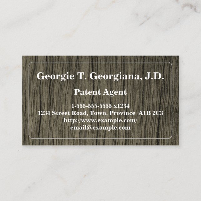 Rustic and Conservative Patent Agent Business Card (Front)