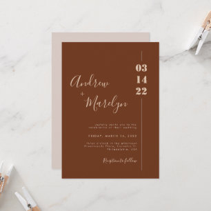 Rustic and Cream Calligraphy Photo Wedding Invitation