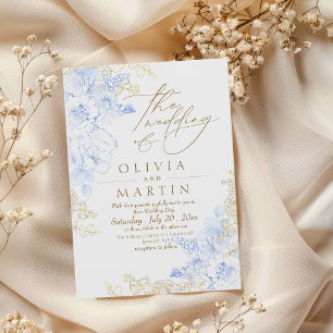 Rustic and elegant Florals Rose Gold Wedding  Invitation