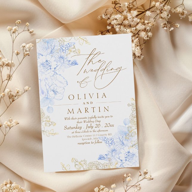 Rustic and elegant Florals Rose Gold Wedding  Invitation (Creator Uploaded)