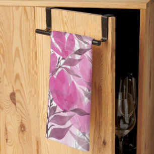 Rustic And Pink Magnolia Watercolor Tea Towel