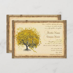 Rustic and Romantic Yellow Heart Tree Wedding Invitation