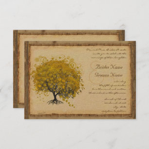 Rustic and Romantic Yellow Heart Tree Wedding Invitation
