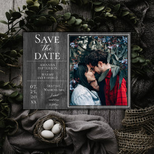 Rustic and Simple Photo   Grey Save the Date