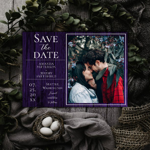 Rustic and Simple Photo Purple Save the Date