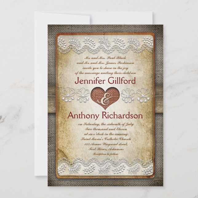 rustic and vintage wedding invitations (Front)