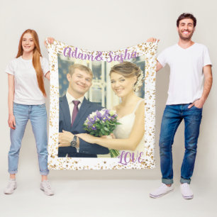 Rustic  and white personalised photography wedding fleece blanket