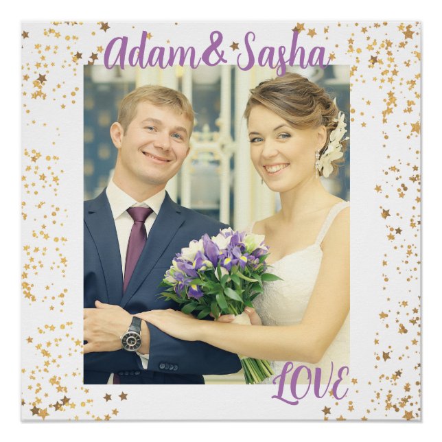 Rustic and white personalised photography wedding poster (Front)