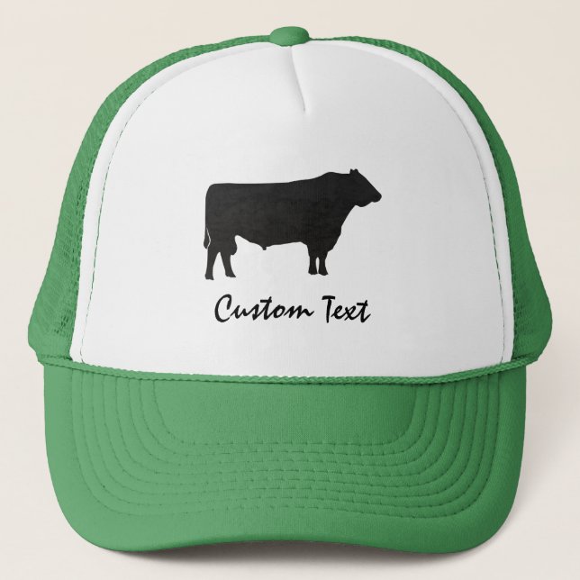 Rustic Angus Bull Silhouette Watercolor Trucker Hat (Front)
