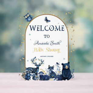 Rustic Animal Adventure Night Sky Baby Shower Acrylic Sign