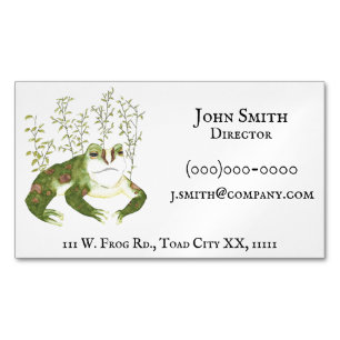 Rustic Animal Art Amphibian Watercolor Frog Magnetic Business Card