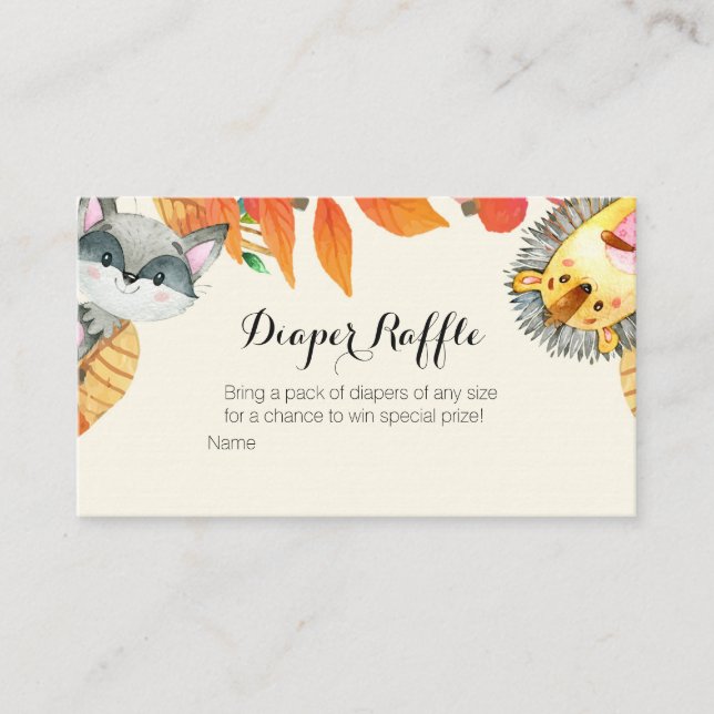 Rustic Animal Baby Shower - Diaper Raffle Card (Front)