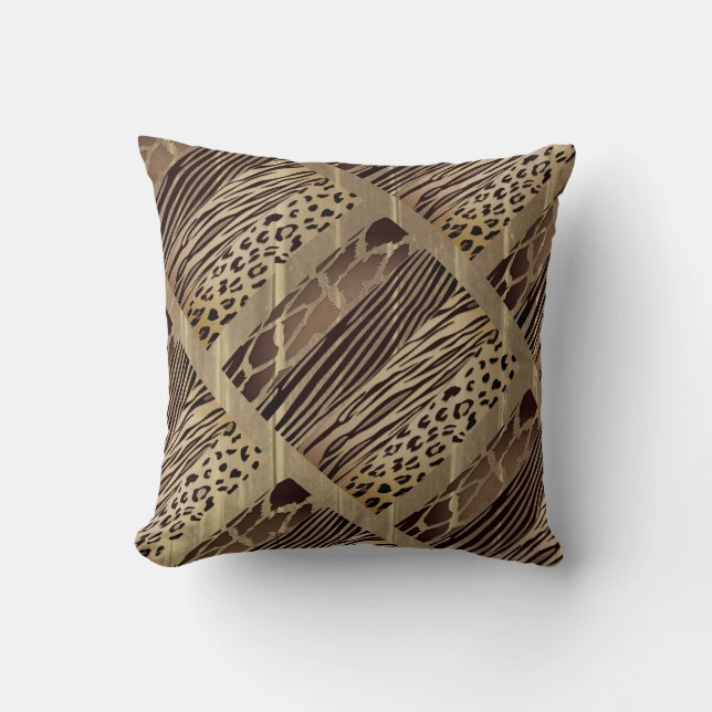  Rustic Animal Brown  Printed Zebra Stripe Pillow (Front)