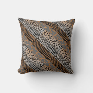 Rustic Animal Patchwork Zebra Stripe Pillow