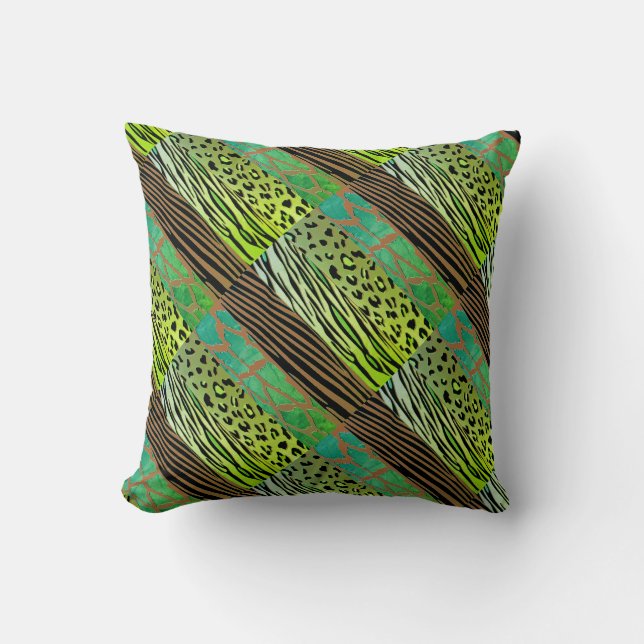 Rustic Animal  Patchwork Zebra Stripe Pillow (Front)