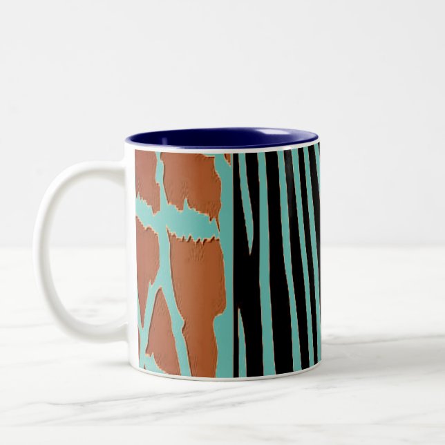 Rustic Animal  Printed Zebra Stripe Pillow Two-Tone Coffee Mug (Left)