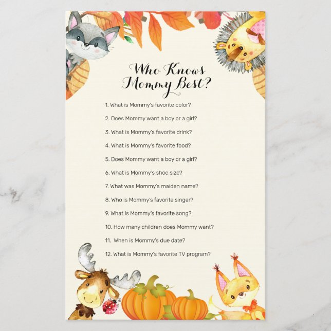 Rustic Animal Pumpkin Who Knows Mummy Best Game (Front)