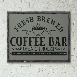 Rustic Antique Black and Grey Coffee Bar Photo Print