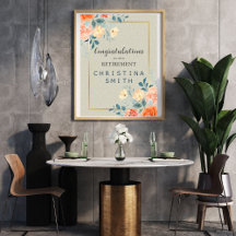 Rustic Antique Floral Watercolor Retirement Party