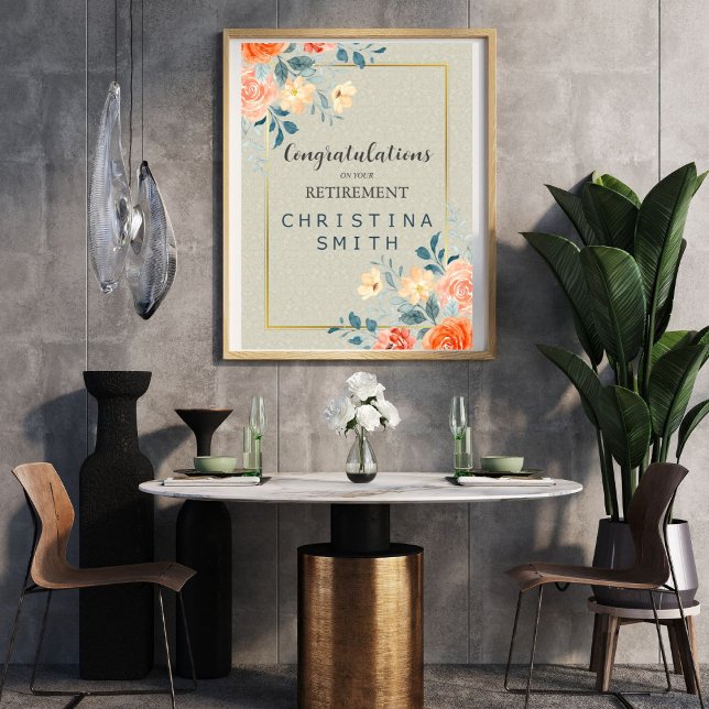 Rustic Antique Floral Watercolor Retirement Party Poster (Rustic Antique Floral Watercolor Retirement Party Poster)