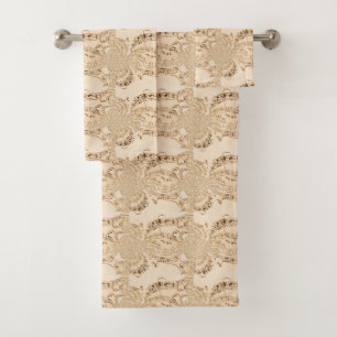 Rustic Antique Musical Notes Bath Towel Set