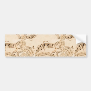 Rustic Antique Musical Notes Bumper Sticker