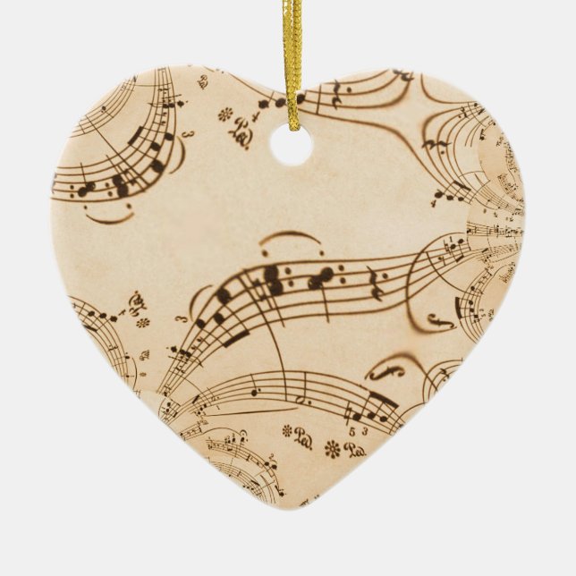 Rustic Antique Musical Notes Ceramic Tree Decoration (Front)