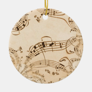 Rustic Antique Musical Notes Ceramic Tree Decoration