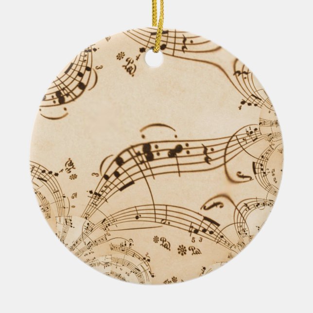Rustic Antique Musical Notes Ceramic Tree Decoration (Front)