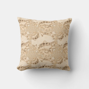 Rustic Antique Musical Notes Cushion