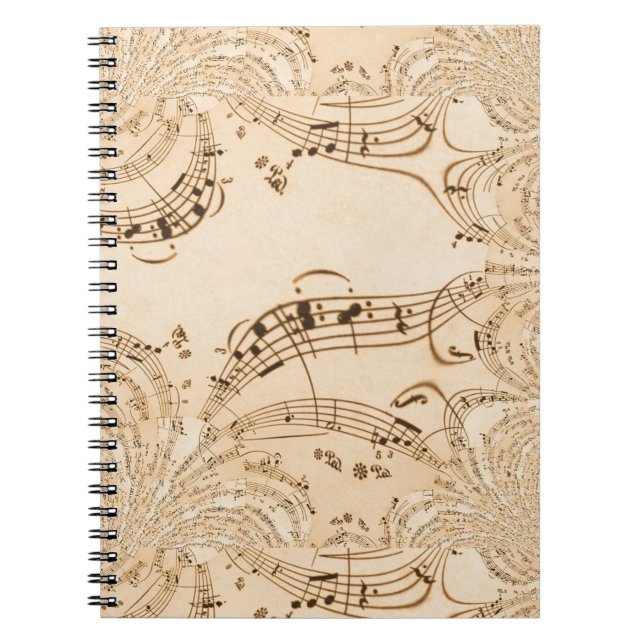 Rustic Antique Musical Notes Notebook (Front)