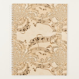 Rustic Antique Musical Notes Planner