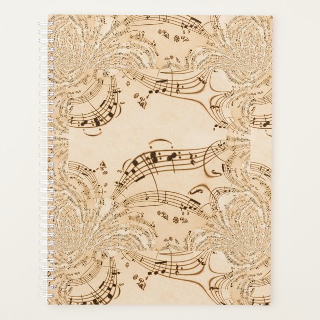 Rustic Antique Musical Notes Planner (Front)