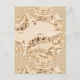 Rustic Antique Musical Notes Postcard