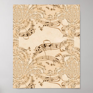 Rustic Antique Musical Notes Poster