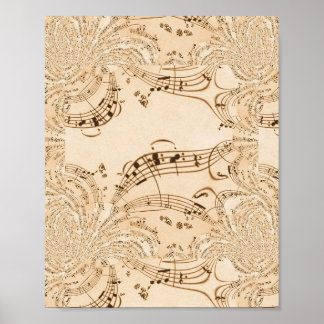 Rustic Antique Musical Notes Poster
