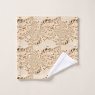 Rustic Antique Musical Notes Wash Cloth