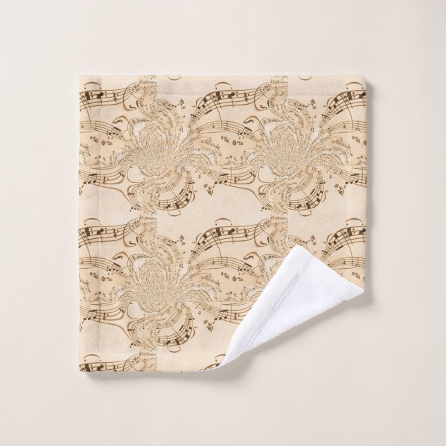 Rustic Antique Musical Notes Wash Cloth (Wash Cloth)