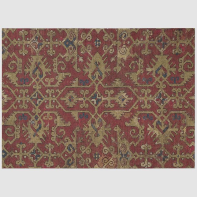 Rustic Antique Oriental Persian Red Pattern Tissue Paper (Front)