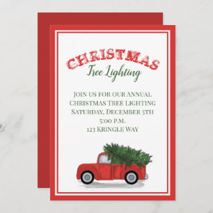 Rustic Antique Red Truck Country Tree Classic Invitation