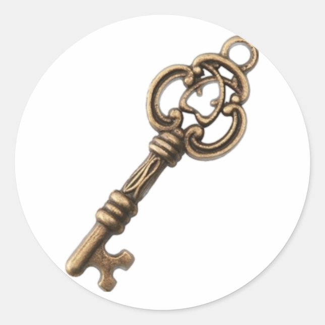 Rustic Antique Vintage Key Classic Round Sticker (Front)
