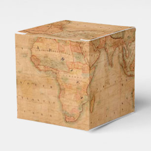 Rustic Antique Vintage Old World Map III Favour Box