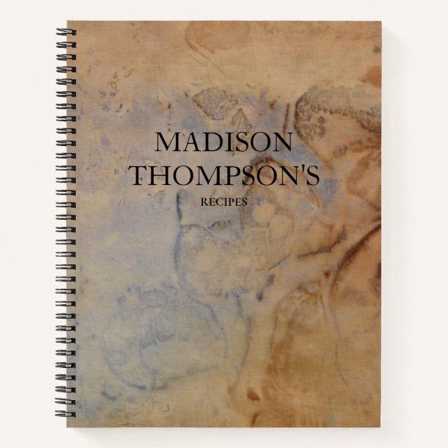 Rustic Antique Vintage Paper Recipe Cookbook Notebook (Front)