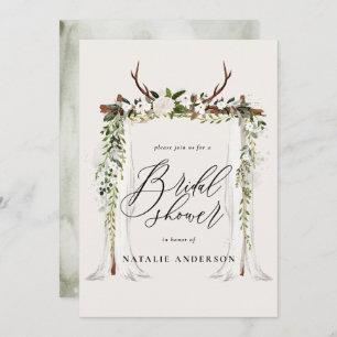 Rustic antler and foliage bridal shower invitation