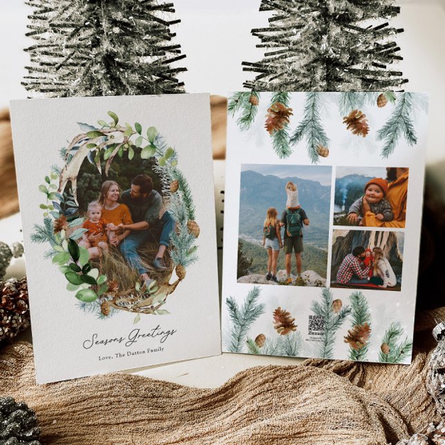 Rustic Antler Christmas Card Invitations (Creator Uploaded)