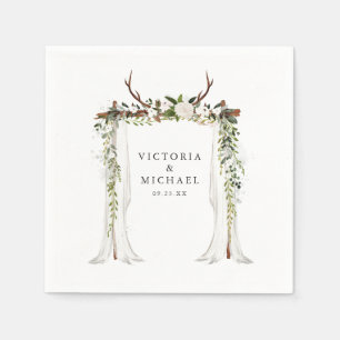 Rustic Antler Country Boho Floral Monogram Napkin