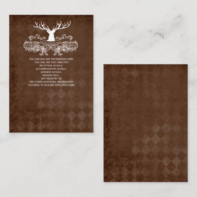 Rustic Antler Deer Winter Woodland Wedding Enclosure Card (Front/Back)