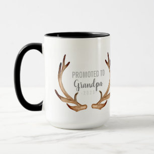 Rustic Antler & Greenery Promoted to Grandpa Mug
